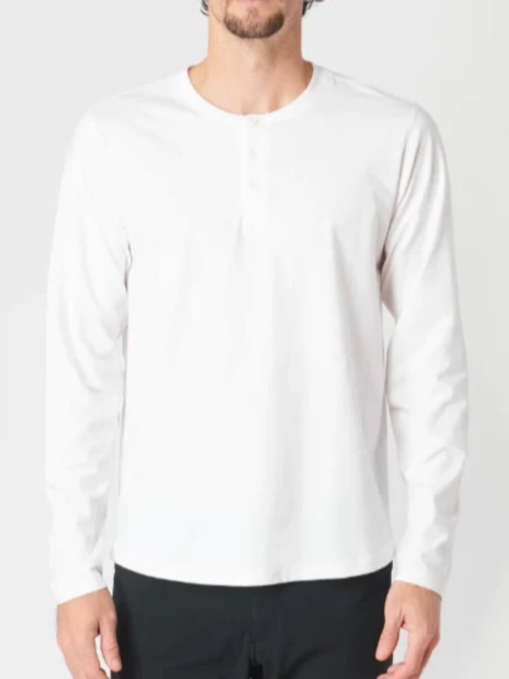 Western Rise White Ultra Soft Cotton Longsleeve Henley/1066